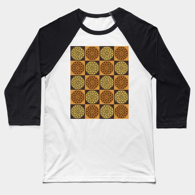 Dahlia Checkerboard in Gold Glitter Baseball T-Shirt by racheldwilliams